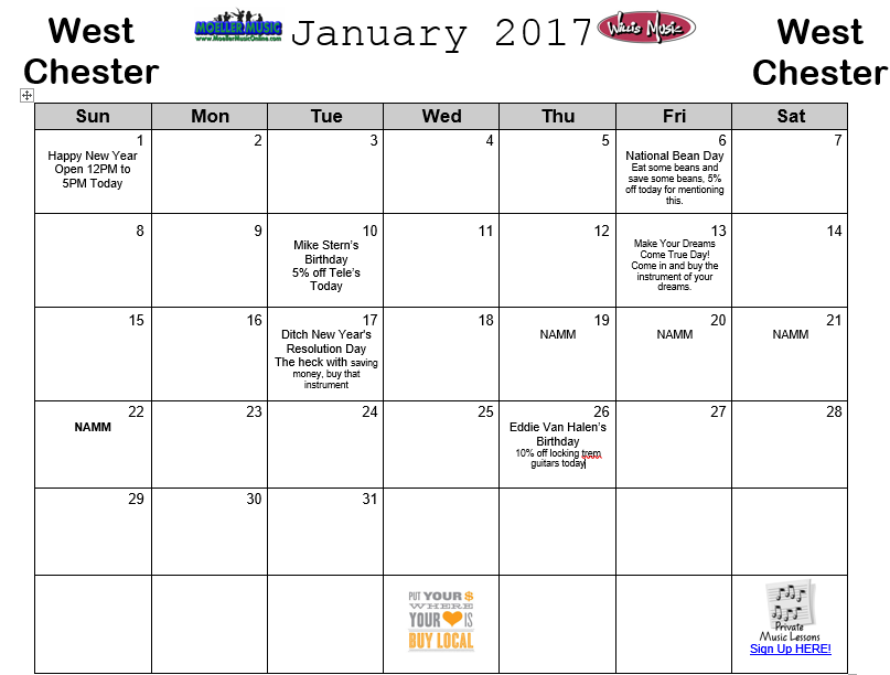 Jan 2017 WC Calendar