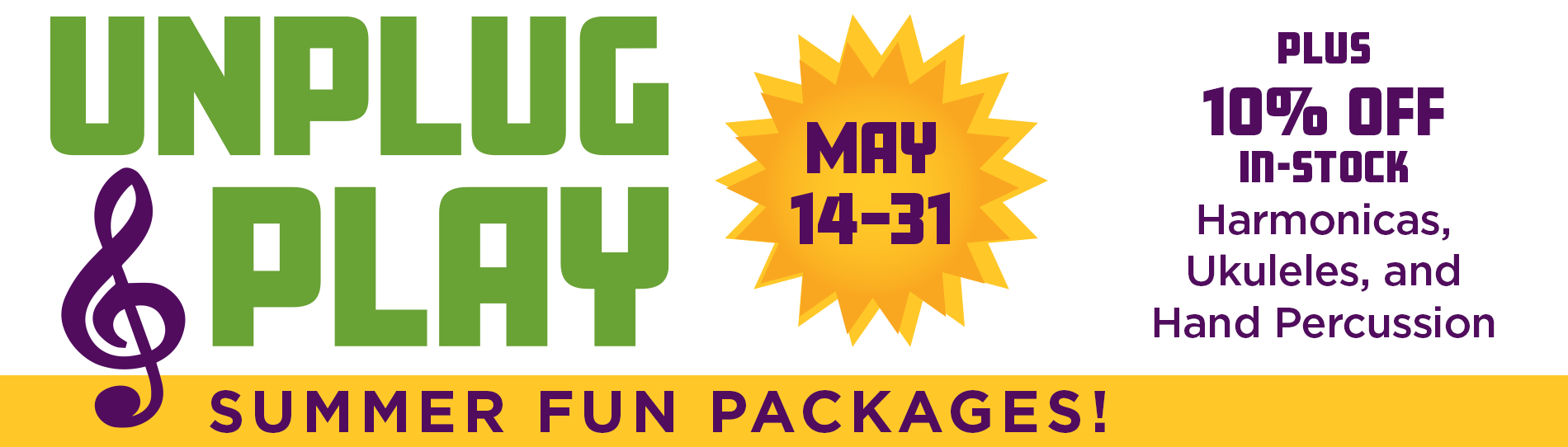 Unplug and Play Summer Fun Packages Banner