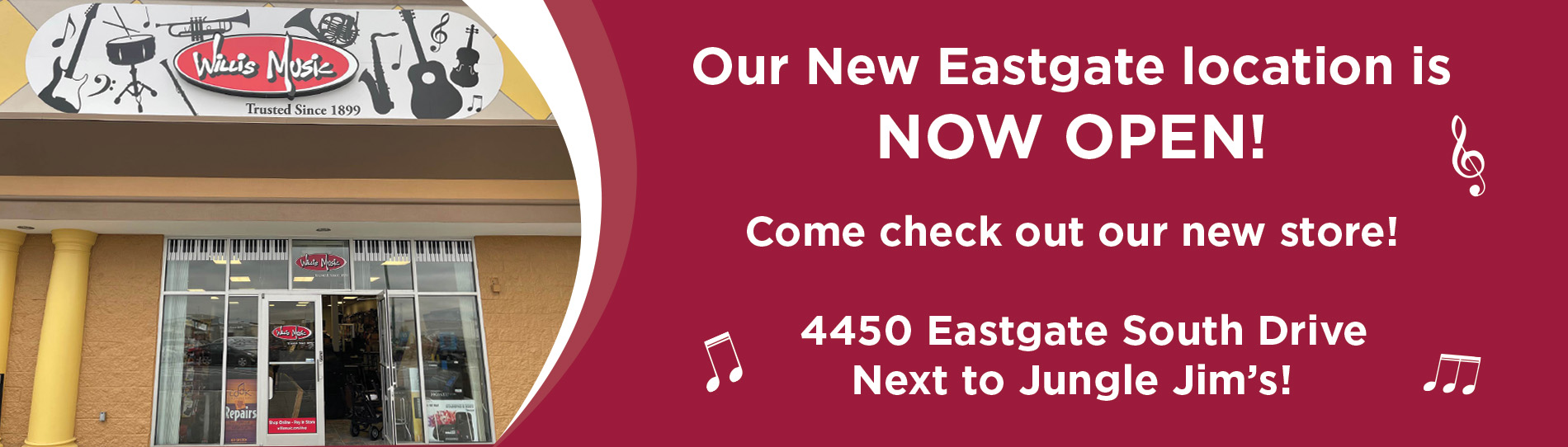 The new Eastgate Location is open. Come visit next to Jungle Jim's - 4450 Eastgate South Dr.