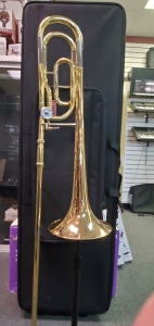 Picture of Yamaha trigger trombone on a stand