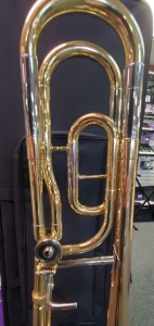 Picture of the wrap and trigger of a Yamaha trombone showing light wear.